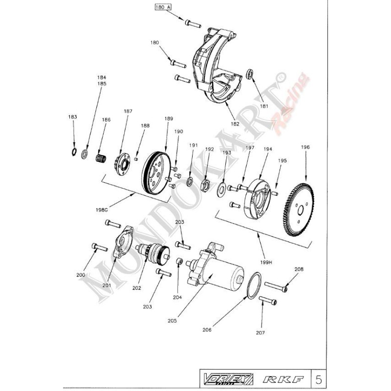 Thrust pinion Z10 12.1x16.5x4 Vortex KF RKF, mondokart, kart