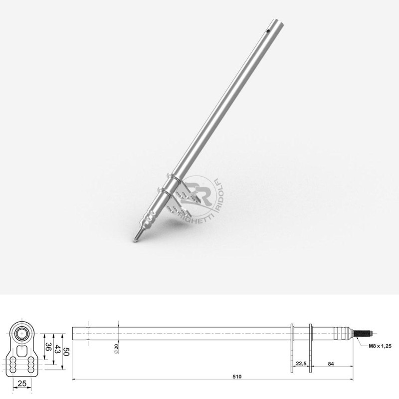 Colonne de direction M8 L 510mm COMPATIBLE CRG, MONDOKART