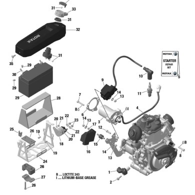 Supporto batteria Rotax Evo Max - Micro - Mini - Junior - DD2