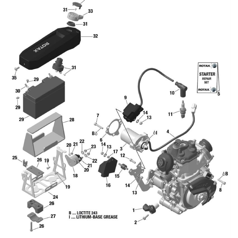 Supporto Motorino avviamento Rotax Evo Max - Micro - Mini -