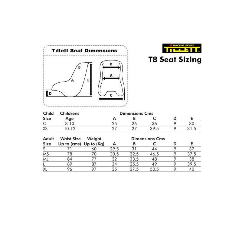 Sedile Tillett T8 (Rigidità Standard), MONDOKART, kart, go