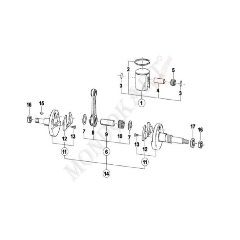 Paar Halb Kurbelwelle TM 60ccm Mini 05 / VO / 20, MONDOKART