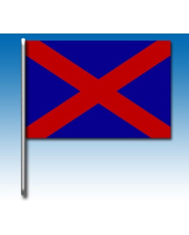 Drapeau bleu avec une croix rouge