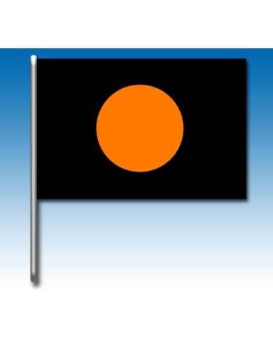 Bandera negro con círculo naranja