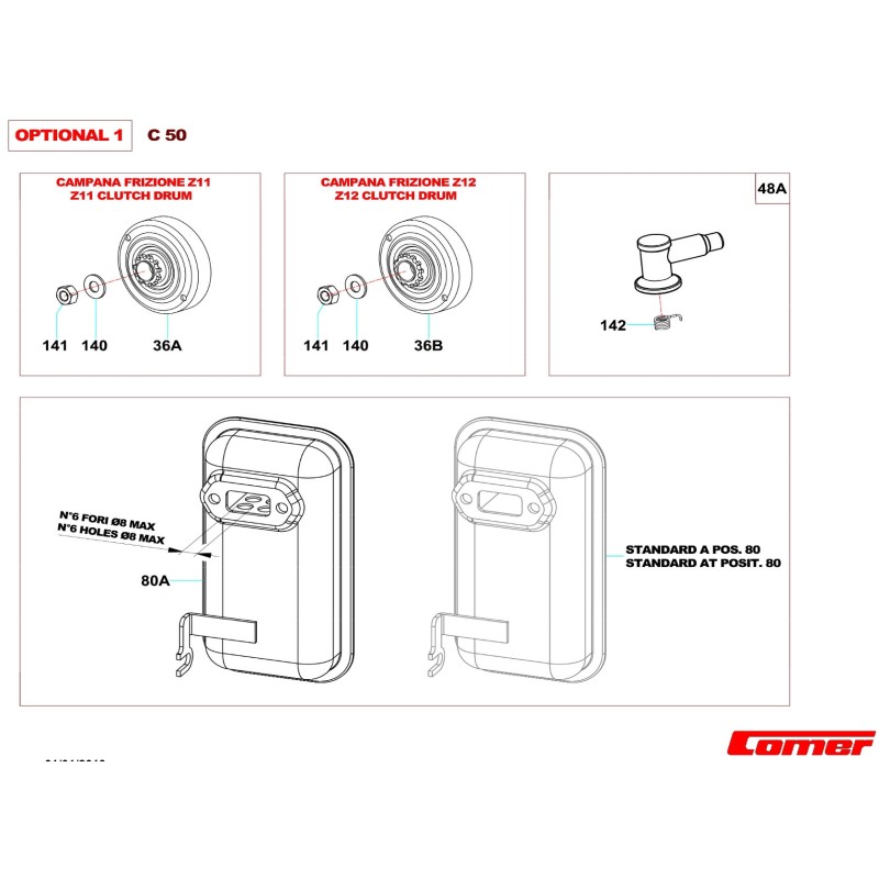 Campana Piñón Z12 C50 60-80 (50cc) Comer, MONDOKART, kart, go