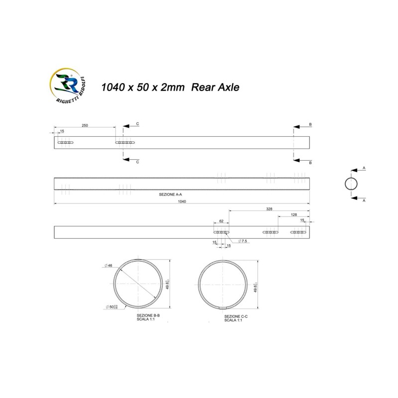 Assale 50 x 1040mm Righetti Ridolfi OK-KZ MEDIO, MONDOKART