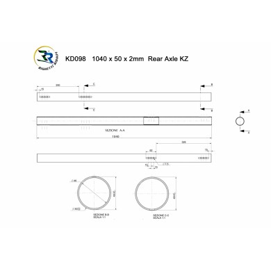 Rear Axle 50 x 1040mm Righetti Ridolfi KZ MEDIUM (GREEN)
