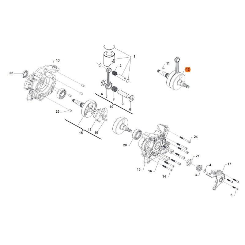Crankshaft Complete TM OKN (S3), mondokart, kart, kart shop
