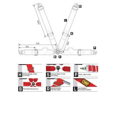 Centures de Sécurité OMP FIRST 3 - 4P, MONDOKART, kart, go