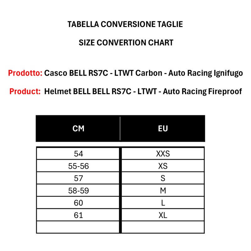 Helmet BELL RS7C - LTWT CARBON Auto Racing Fireproof