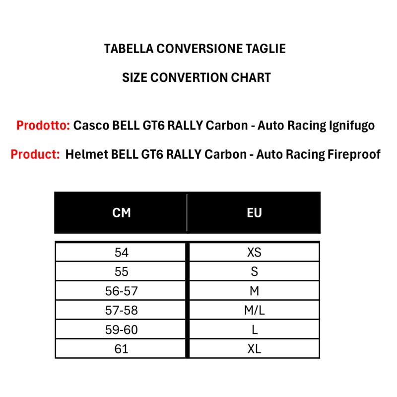 Casco BELL GT6 RALLY Carbon - Auto Racing Ignifugo, MONDOKART