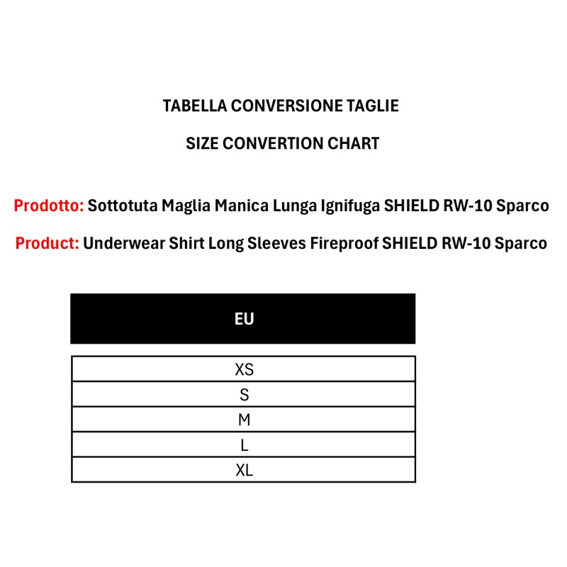 Undersuit Manga Larga IGNIFUGA SHIELD RW-10 Sparco, MONDOKART
