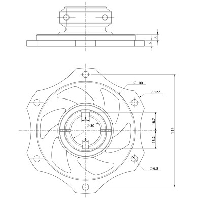 Portadisco aluminio anodizado 30mm