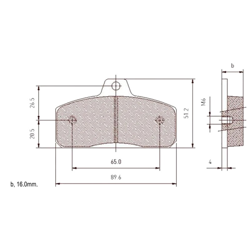 Brake Pad Birel Easykart 125-100 (H16mm)