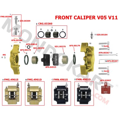 Kolbensattel Vorne V05 V04 V09 V11 V13 CRG 26mm