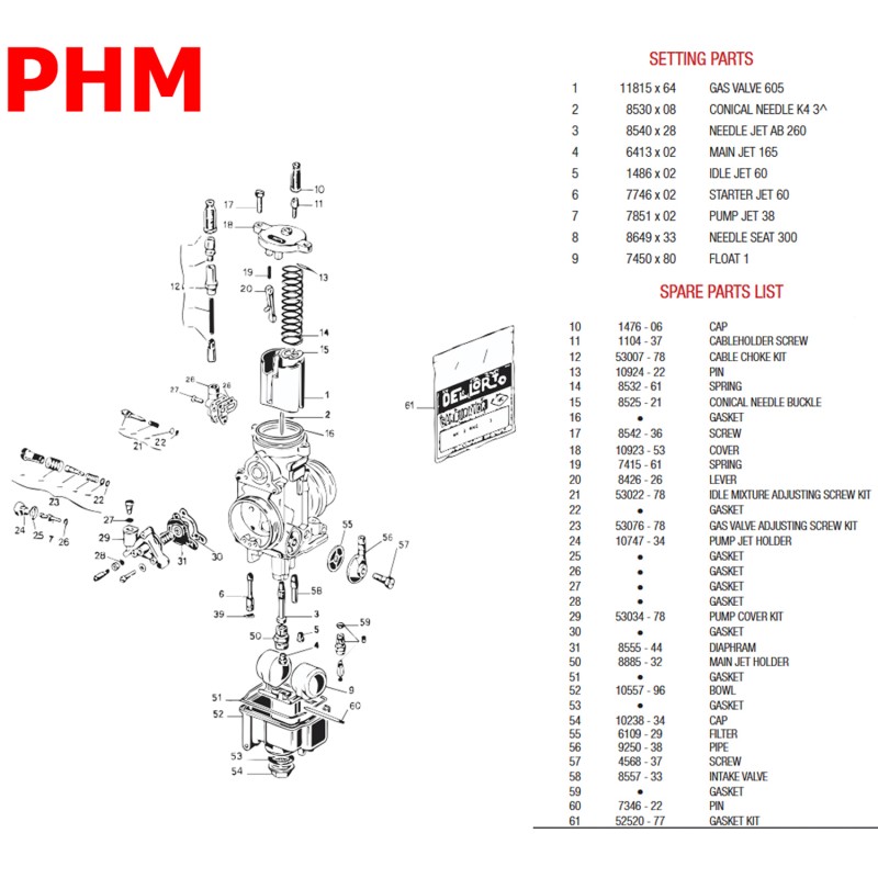 Floating Pin Dellorto PHBE PHBH PHBL PHF PHM VHST