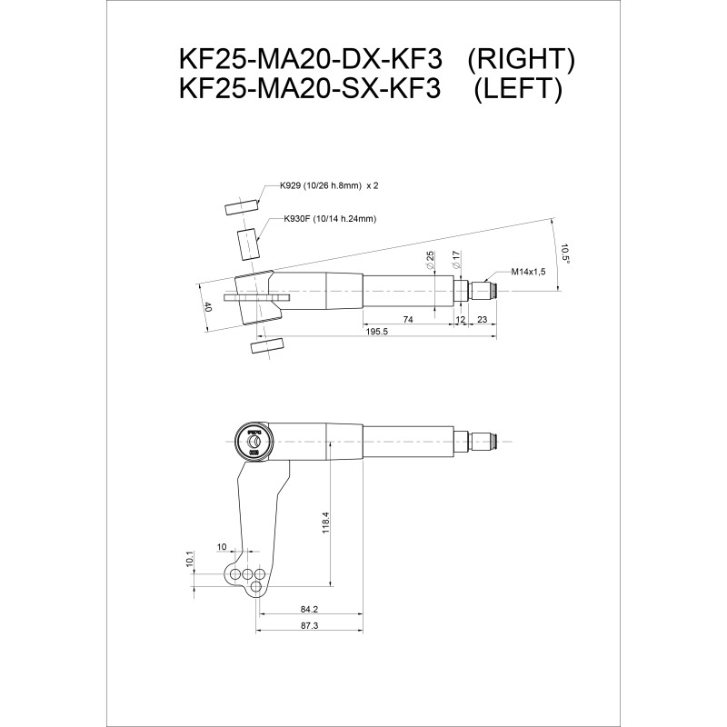 Mangueta Universal 25/17mm (10mm) OK OKJ KF - RR, MONDOKART