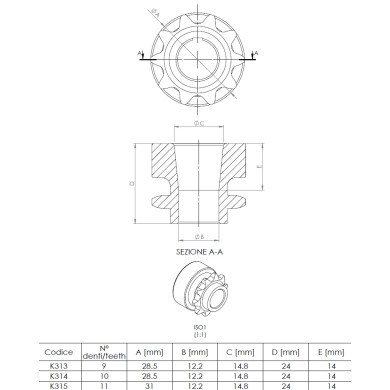 Piñón Cónico 100cc - 219 - (IAME, PCR, etc ...) - ALTO