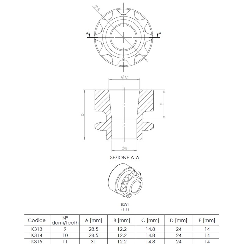 Pinion Conique 100cc - 219 - (IAME, PCR, etc ...) - HAUT
