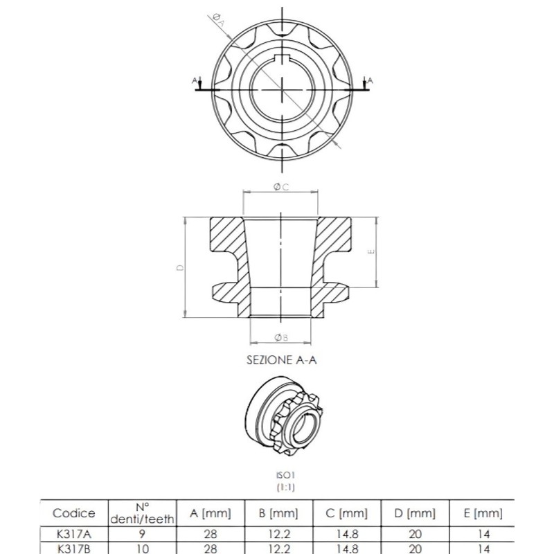 Engine Sprocket 100cc LOW – CONICAL – 219 – Type Yamaha-Iame