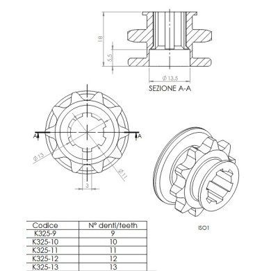 Piñón OK OKJ OKN - 100cc - 219 - Enchavetado (Vortex, TM, Iame...)