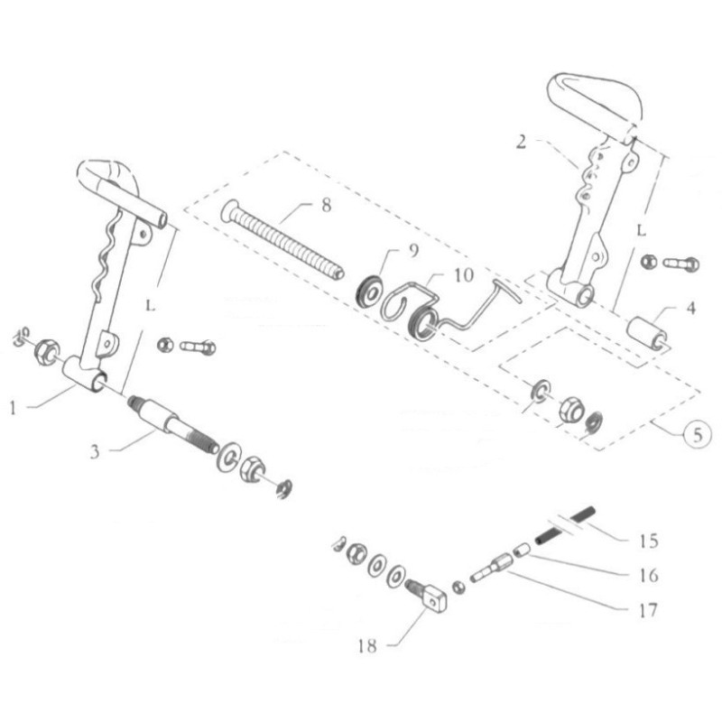 Support Adjuster Pedal EasyKart 50cc B25 - BIRELART, mondokart