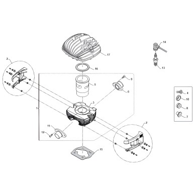 Cylinder Complete 60cc MINI 4 / 4B - TM KART, mondokart, kart
