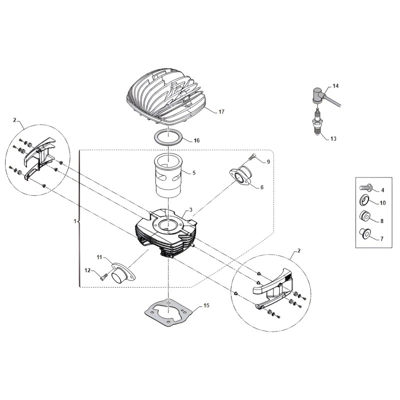 Cilindro Completo 60cc MINI 4 /4B - TM KART, MONDOKART, kart