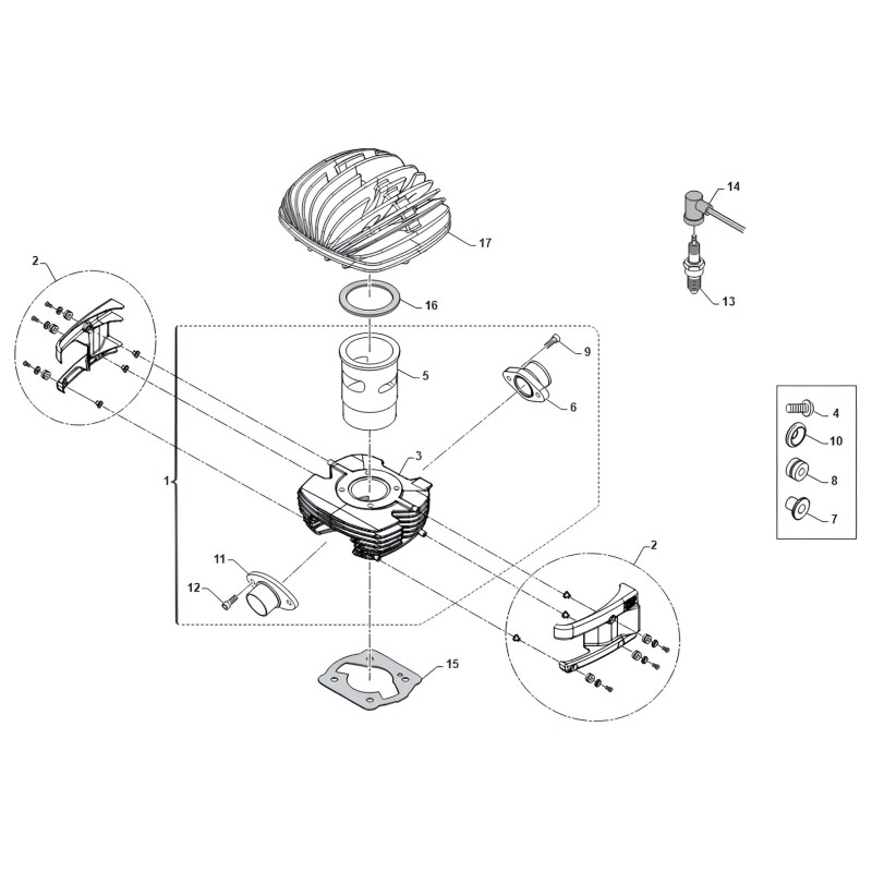 Head Cylinder 60cc MINI 4 / 4B - TM KART, mondokart, kart, kart