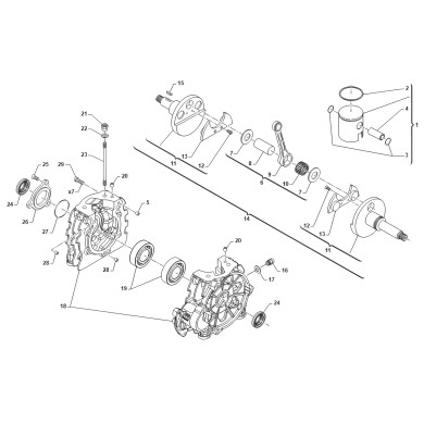 Base Crankcase Engine MINI 4 / 4B – TM Kart, mondokart, kart