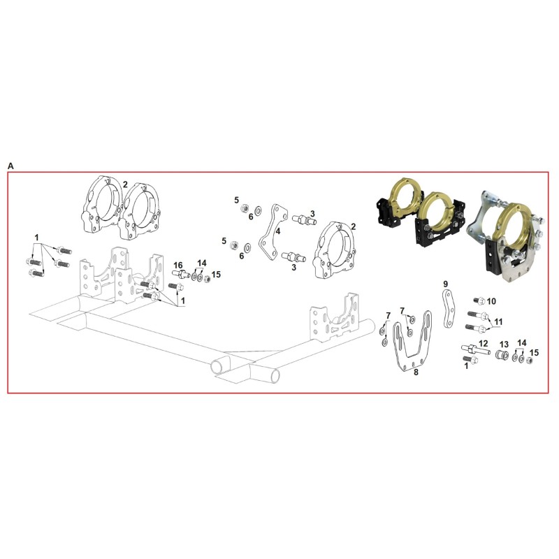 Stehbolzen KURZ Modell X2 - CRG - Seite Motor, MONDOKART, kart