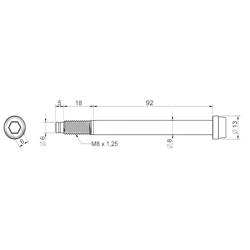 Tornillo Fuselaje M8 x 110mm RR, MONDOKART, kart, go kart