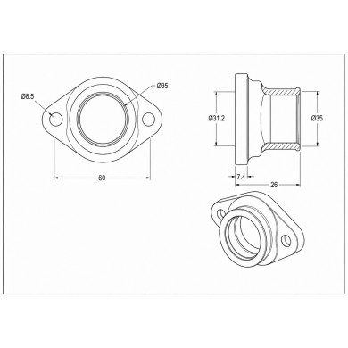 Fitting Carburetor Rubber VHSH Vortex Rok - Junior Rok - RokGP - SuperRok - SVR