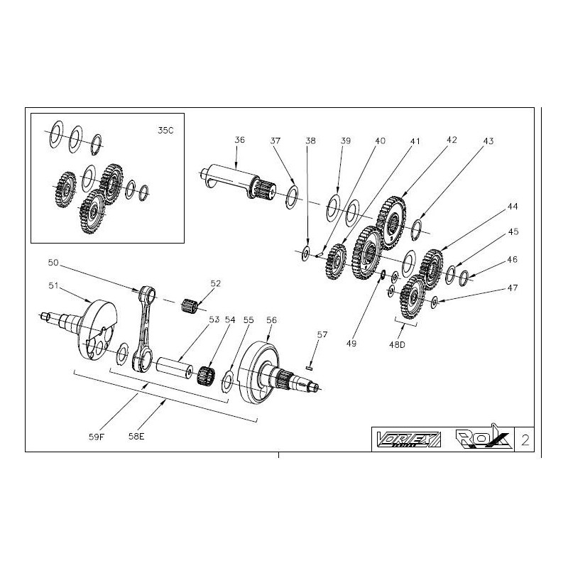 Rinvio pompa acqua completo con gabbia Vortex, MONDOKART, kart