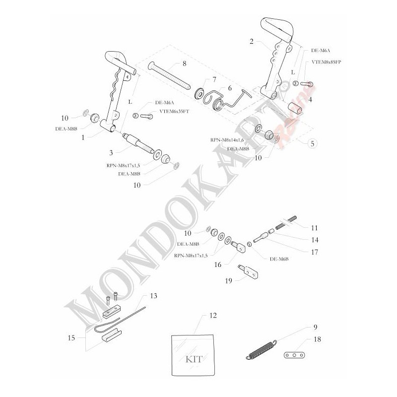 Schraube Pin Pedal M 8X90 USA BirelArt, MONDOKART, kart, go