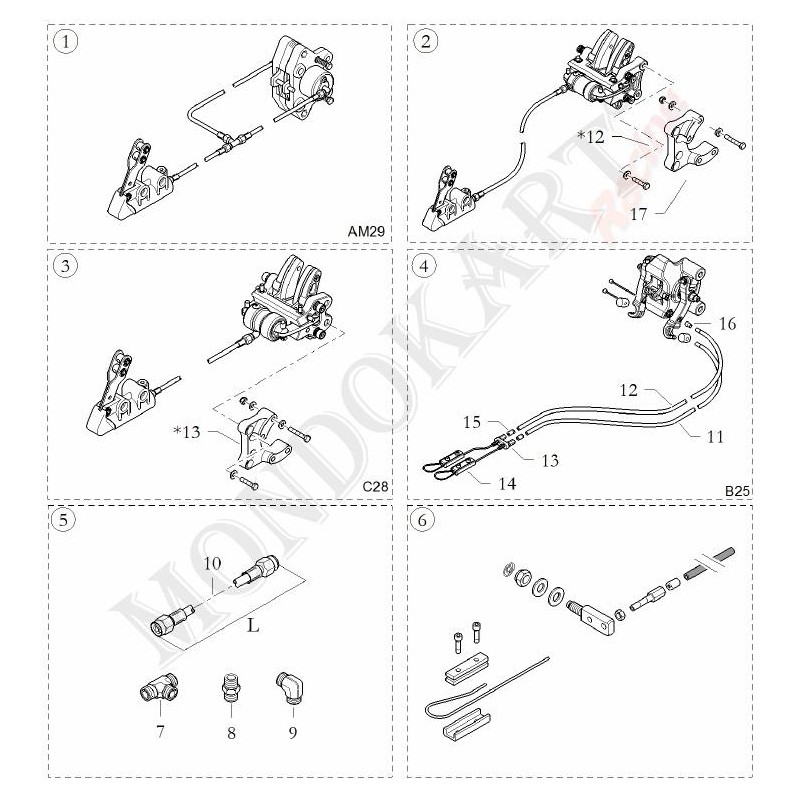 Raccord de frein droit (1 sortie), MONDOKART, kart, go kart