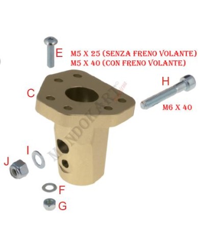 Inclined Steering Wheel Hub aluminum - 6 holes OTK TonyKart