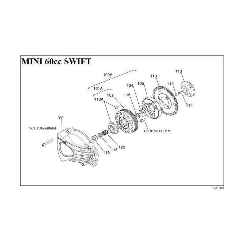 Cage Roller Clutch Pinion Iame, mondokart, kart, kart store